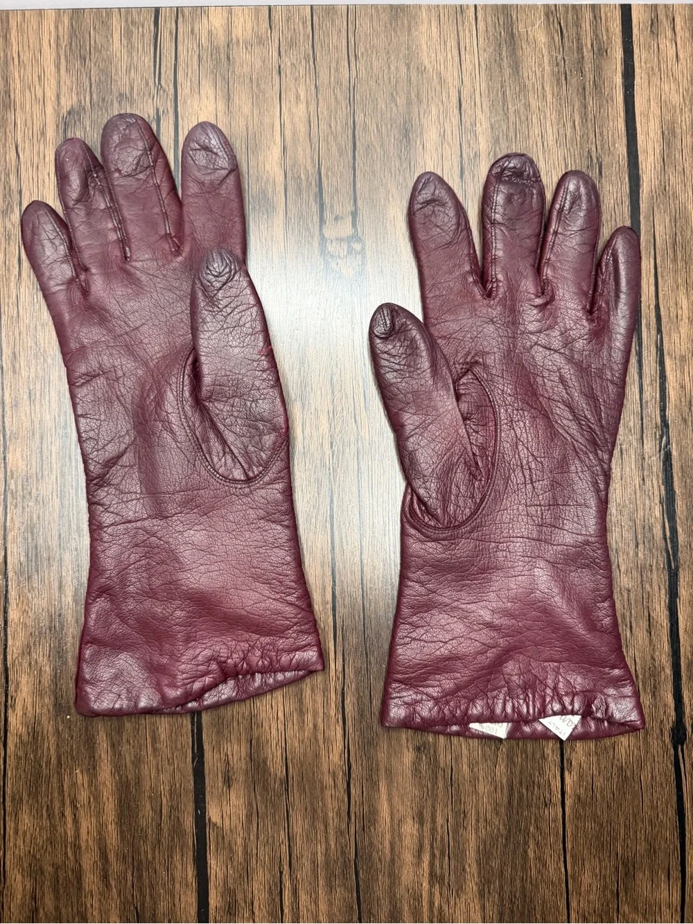Vintage B ALTMAN CO Burgundy Leather cashmere Gloves 7